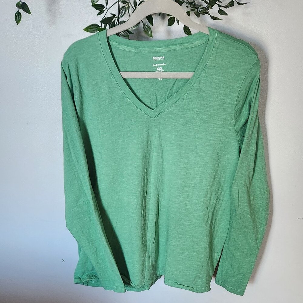 Sonoma Everyday Long-sleeved Tee Green Womens XXL
